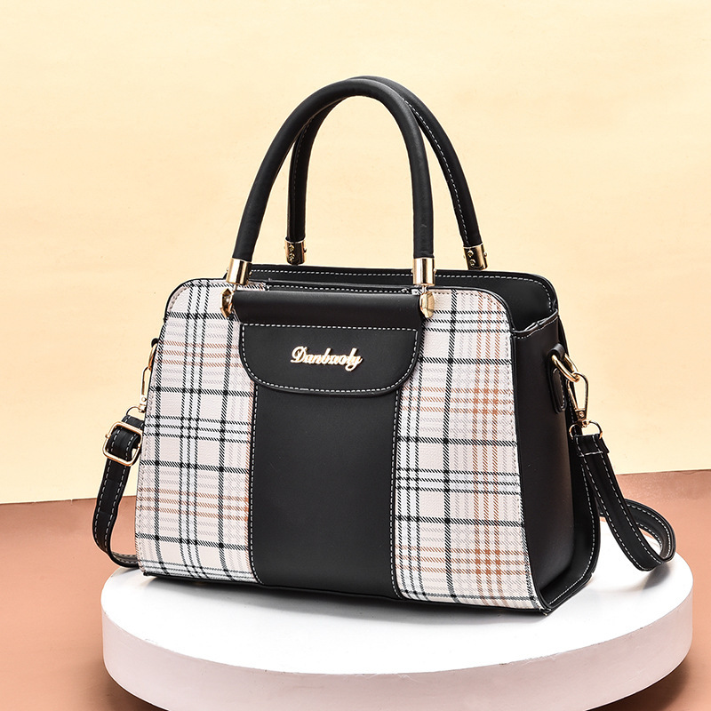 Checkered color-blocking women's bag 2022 new style, Korean-style fashionable women's bag, crossbody single-shoulder handbag, one-piece consignment details Picture