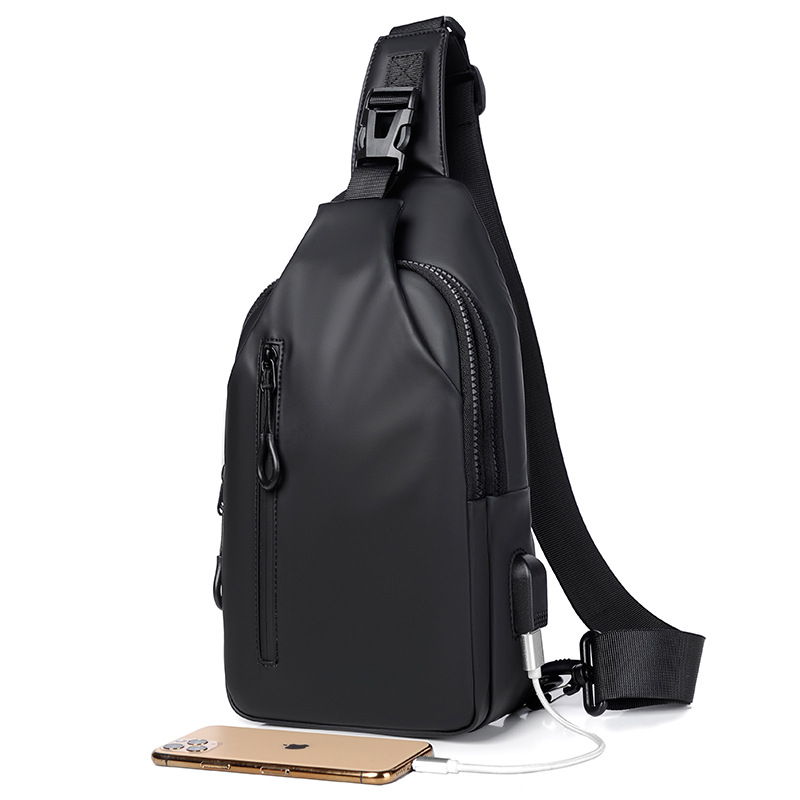 Cross-border chest bag, men's casual and fashionable shoulder bag, high-end feel, usb charging, simple men's crossbody bag details Picture