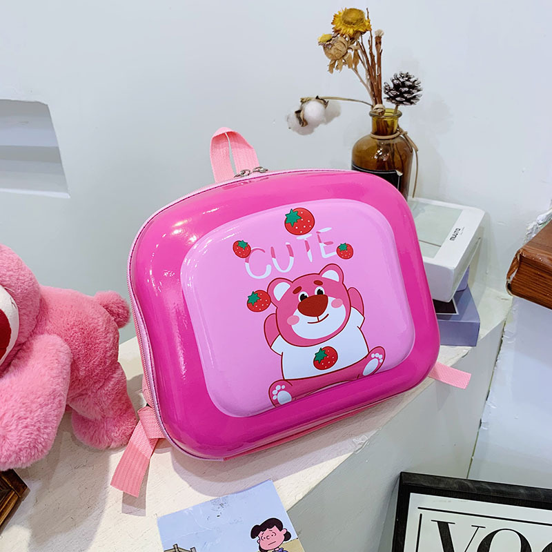 2023 Hard-shell children's schoolbags, cute boys and girls cartoon strawberry bear backpacks, kindergarten kids eggshell bags Application Scenario