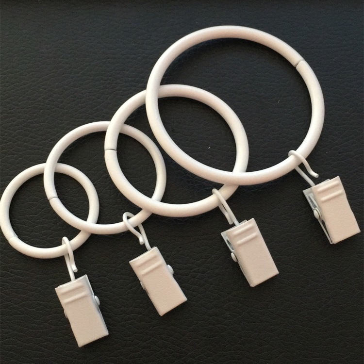 Cross-border sales of painted white curtain ring clips, indoor curtain hanging rings for home use, and multi-sized hanging curtain buckles details Picture