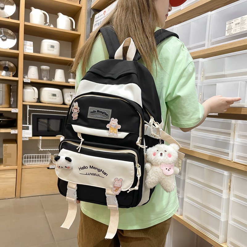 ins Korean version backpack for junior high school and primary school students, forest-themed, versatile, large-capacity backpack, color-blocked schoolbag for girls, high appearance level Specification drawing