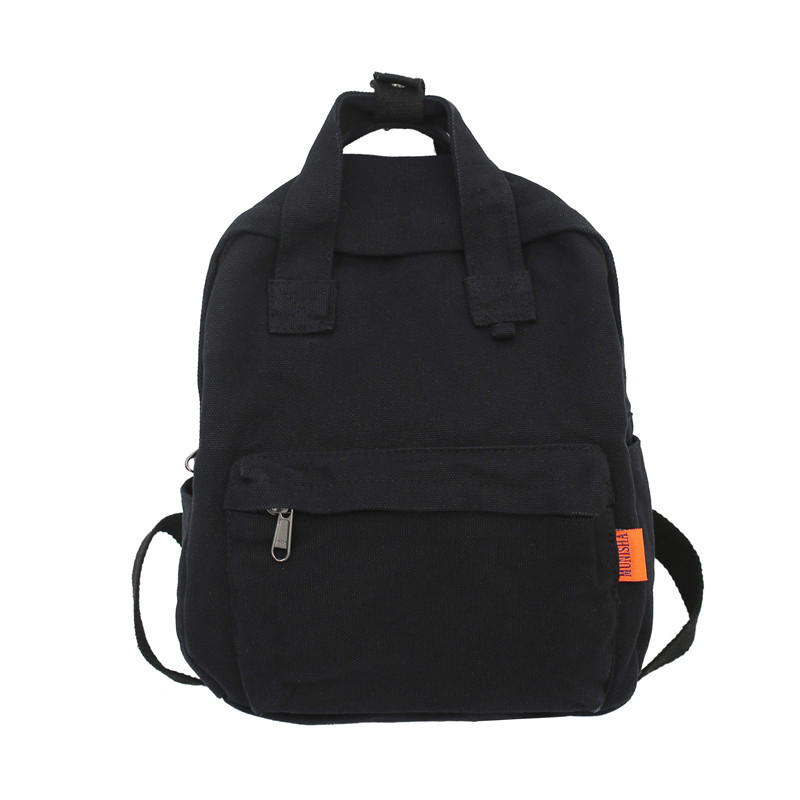 2024 New style backpack for female students, artistic and retro canvas bag, solid color, casual and versatile, small backpack for shopping and traveling Item Picture