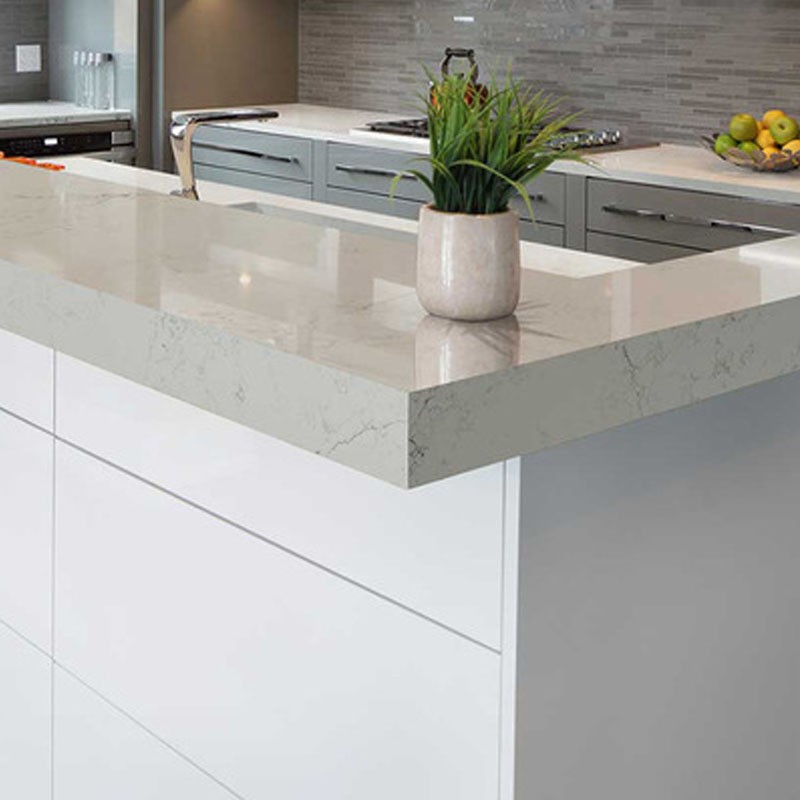 Artificial white quartz stone kitchen countertop, entrance stone, shower step, white window sill stone, threshold stone and floor Application Scenario