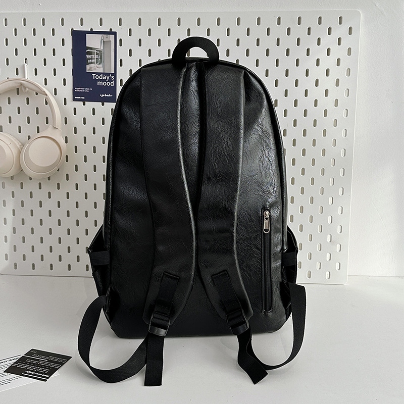 American-style cool PU retro backpack for girls, 2024 new model schoolbag for junior and senior high school students, large-capacity commuter backpack for men Specification drawing