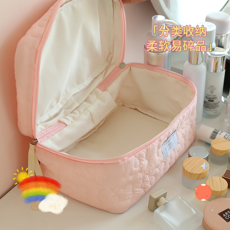 Flower ultra-light makeup bag, large-capacity portable hand-held storage bag, girl travel lipstick, cosmetics and toiletries bag Specification drawing