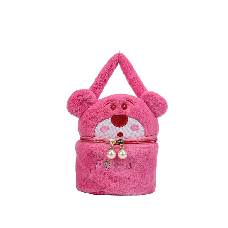 Cartoon creative plush toy backpack, internet-famous makeup bag, claw machine doll, gift exchange, girlish heart makeup bag Item Picture