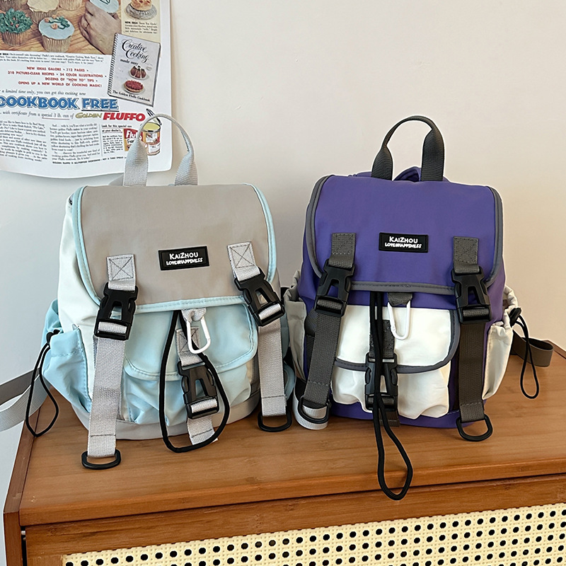 Outdoor leisure travel large-capacity schoolbag, cute Japanese-style backpack for women, new color-blocking sports student small backpack full figure