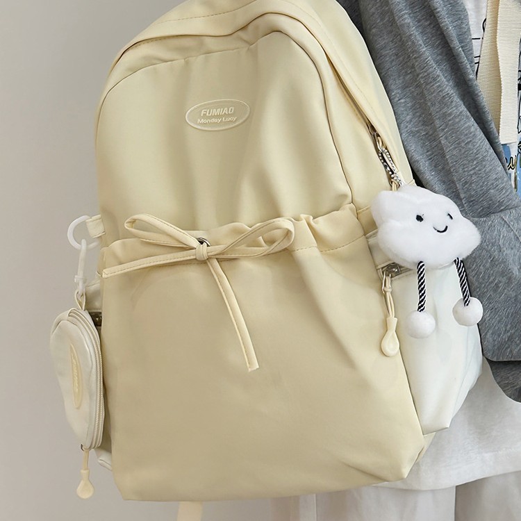 2024 New high-appearancelevel, fresh and simple solid color, versatile, high-capacity backpack for junior and senior high school students, female and college students full figure