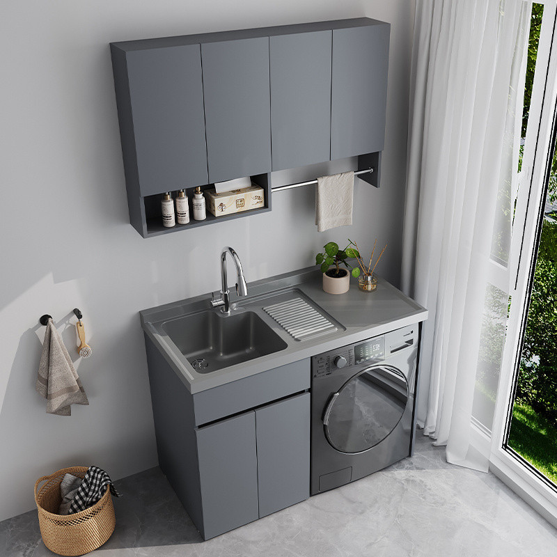 Kxh honeycomb aluminum washing machine balcony integrated cabinet set, washing wardrobe, washbasin with washboard, washbasin height Application Scenario
