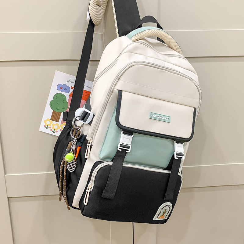 Student schoolbags, backpack for junior high school and senior high school students, large-capacity, lightweight, multi-layer casual bags, male and female students spliced for study Tours details Picture