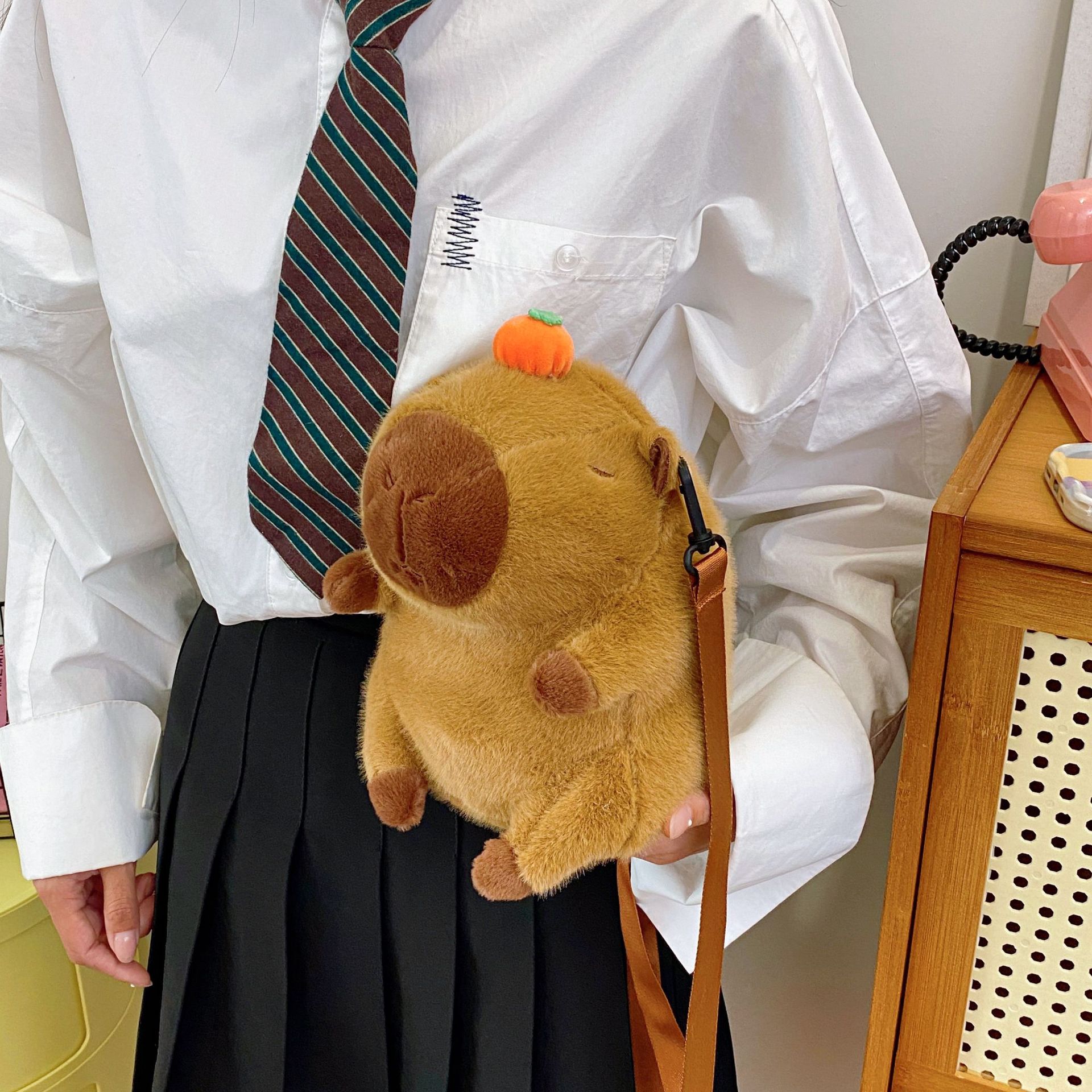 New Capibara crossbody backpack, cute and ugly doll bag, large-capacity capybara double-back storage bag wholesale Application Scenario