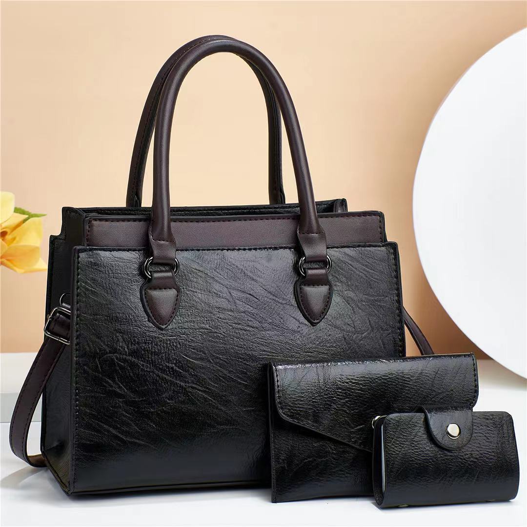 High-end handbag 2023 new style fashionable mother and child bag, three-piece set, single-shoulder bag, large capacity, elegant and retro women's bag full figure