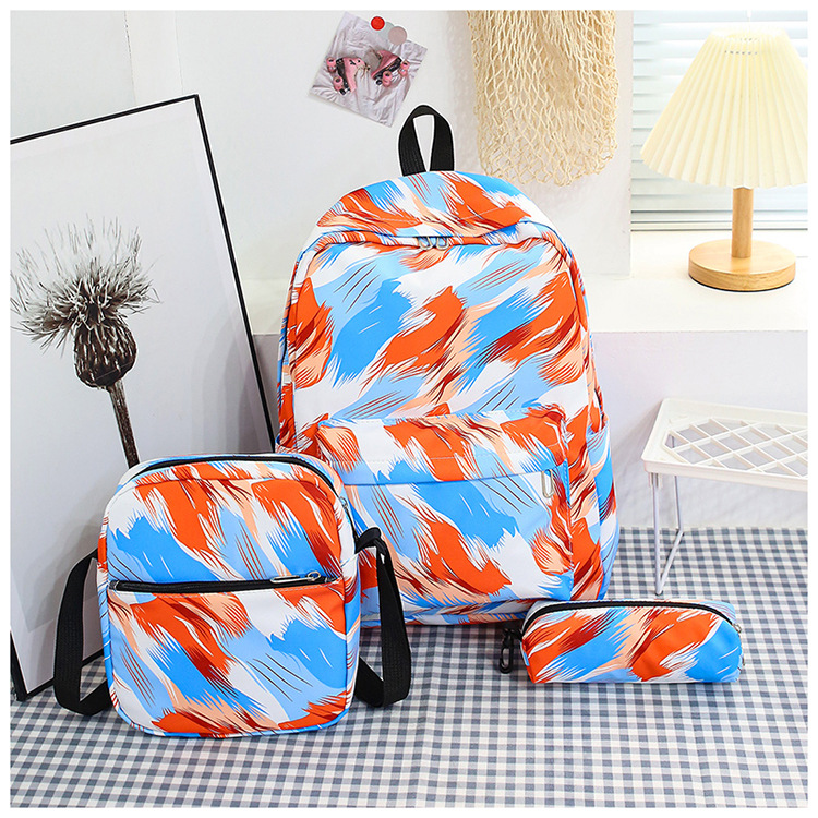 2025 New retro tie-dyed schoolbag for primary and secondary school students, casual cross-border outdoor backpack, three-piece set for girls details Picture