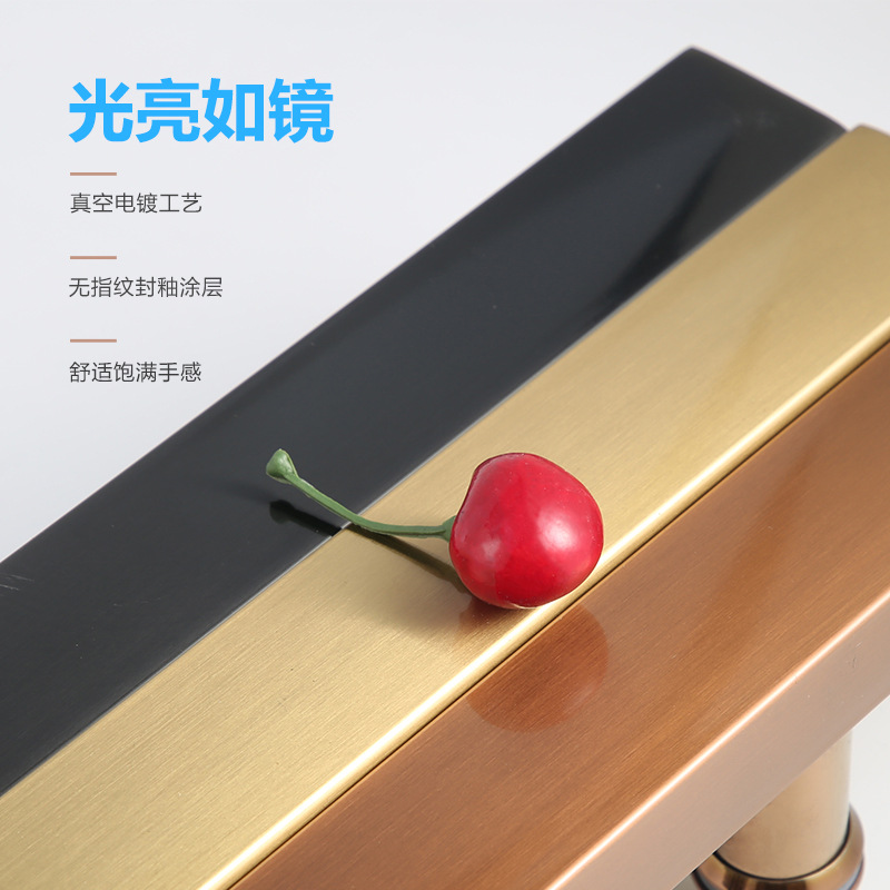 Glass door handle, stainless steel square tube, black titanium gold, rose gold brushed sliding door handle, thickened Specification drawing