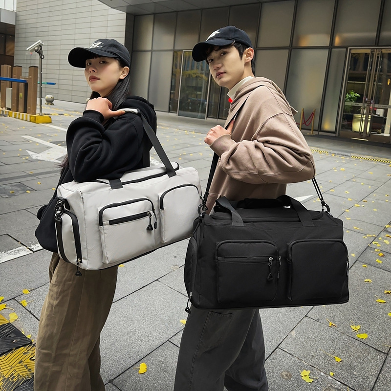 Hand-held independent shoe compartment casual travel bag, women's crossbody large-capacity sports and fitness bag, multi-pocket storage luggage bag full figure