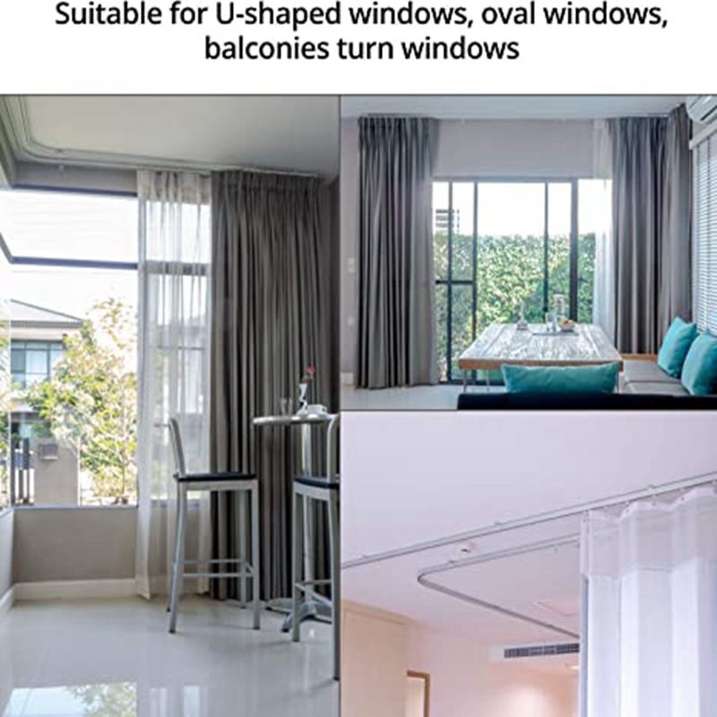 Cross-border retail curtain curved rail 2-meter plastic steel plastic track, flexible guide rail with accessories set Item Picture