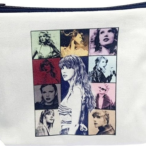 Cross-border Amazon bestseller Taylor cosmetic bag, letter pattern linen double-sided printed cosmetic bag, zipper bag for ladies Specification drawing