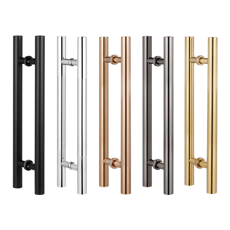 Stainless steel glass door handle manufacturer's direct sale rose black titanium gold sliding floor spring KTV door wooden door handle Item Picture