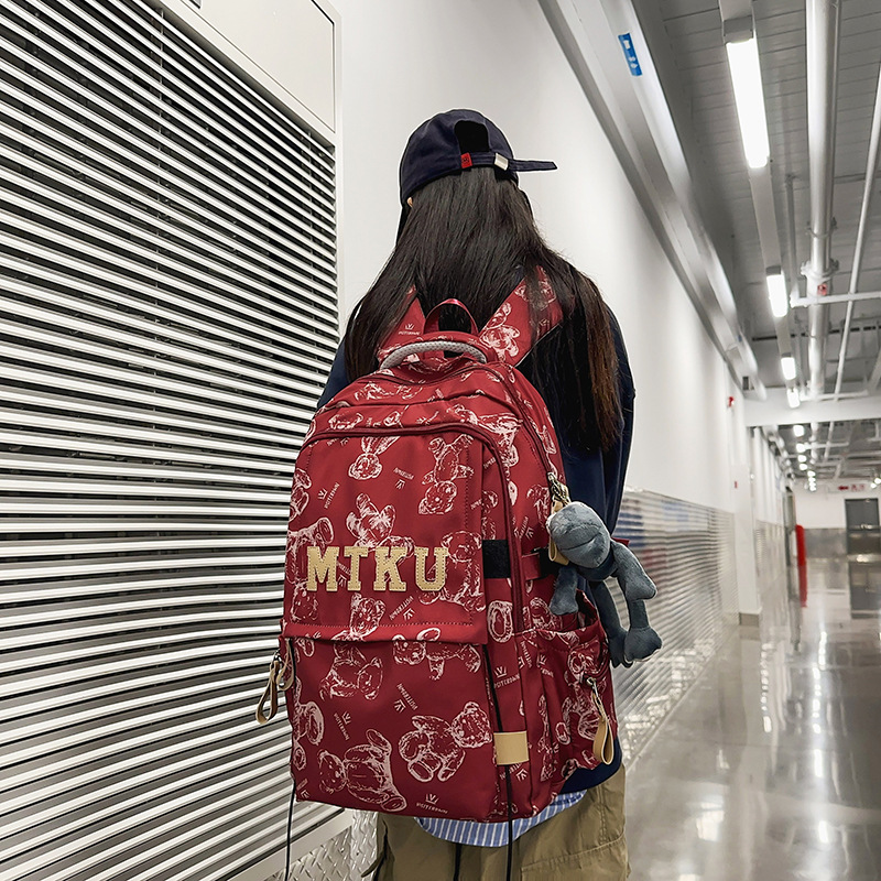 Men's Japanese-style versatile large-capacity casual travel bag, women's fashionable and cool schoolbag, college student couple schoolbag details Picture