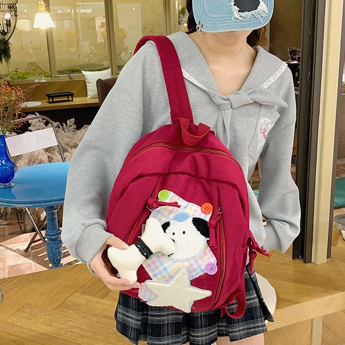 Cartoon cute dog, school-style backpack, soft girl, large-capacity casual school bag, travel backpack full figure