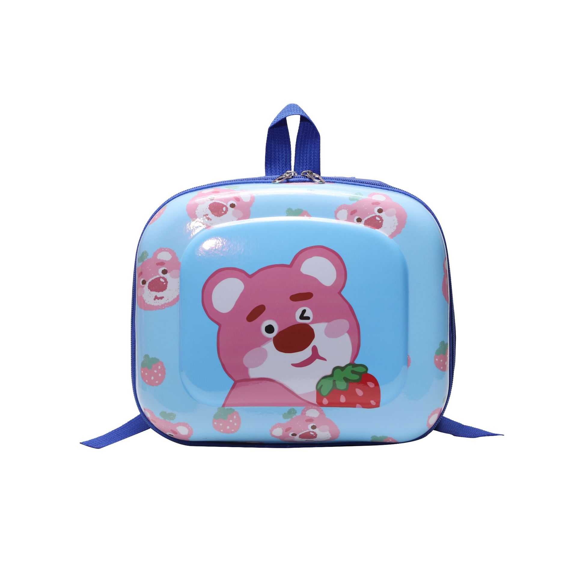 2023 Hard-shell children's schoolbags, cute boys and girls cartoon strawberry bear backpacks, kindergarten kids eggshell bags Item Picture