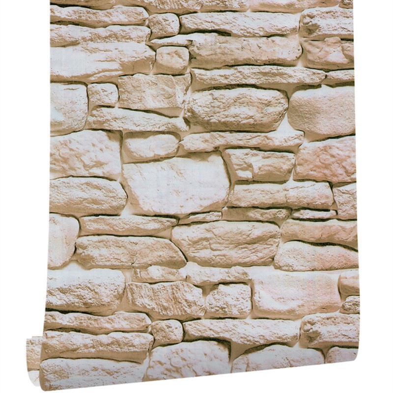 Retro and personalized 3D stereoscopic rock and soil block, earth-yellow imitation brick pattern wallpaper, self-adhesive wallpaper for balcony, dining room and coffee shop Item Picture