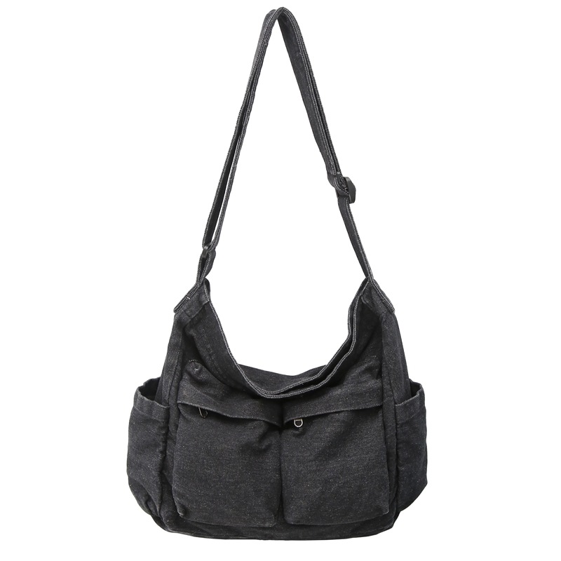 Denim large-capacity crossbody bag for 2024 autumn and winter, unisex, school-style single-shoulder bag for casual students Item Picture