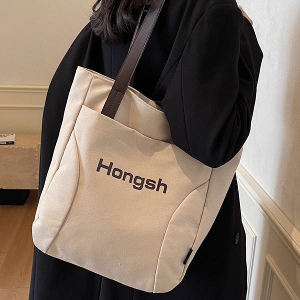 Korean-style fashionable casual color-blocking bag with letter print, high-end hand-held tote bag, color-blocking versatile single-shoulder bag Specification drawing
