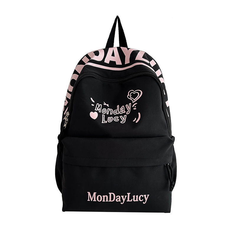 Japanese-style school backpacks, cute and simple letter backpacks for female junior high school students, and a trend of large-capacity computer backpacks for college students Item Picture