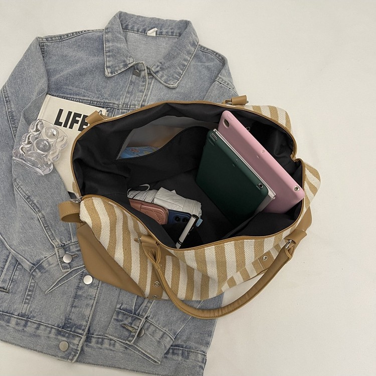 Large-capacity canvas commuting tote bag for women, high-end fitness bag, fashionable short-distance travel hand-held bag details Picture