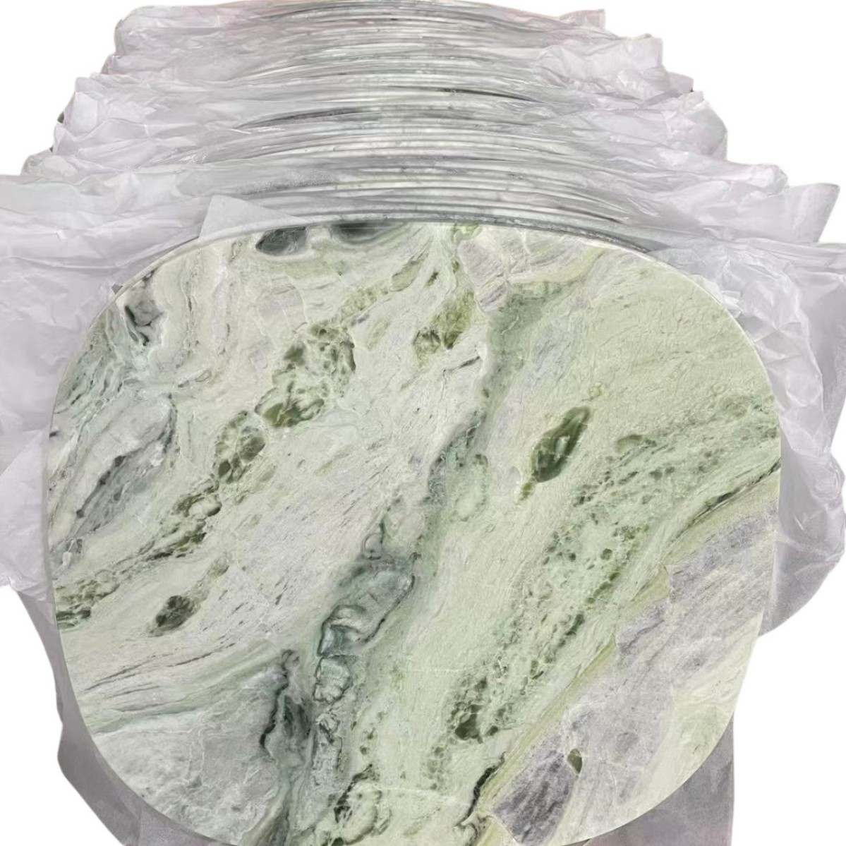 Shangri-la Jade Marble coffee table for living room, light luxury, small apartment, side table, Italian high-end style, small coffee table Item Picture