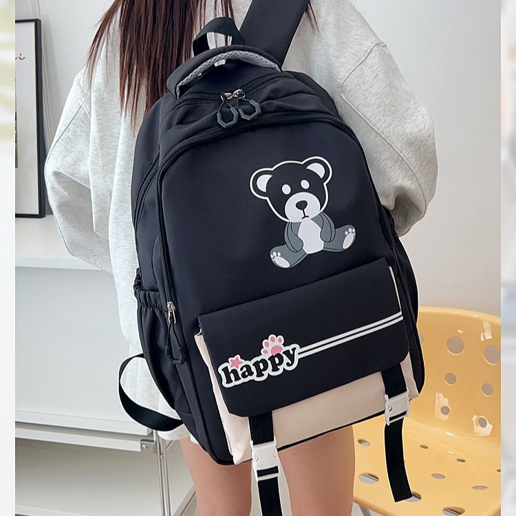 2025 New nylon fabric zipper fashionable large-capacity backpack, travel bag, high appearance level, junior high school and primary school students full figure