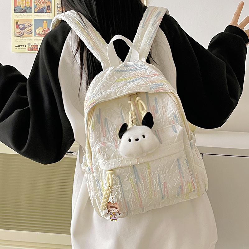 Korean minimalist Harajuku style backpack, large-capacity, high-end casual backpack, color-matched cute female college student schoolbag Application Scenario