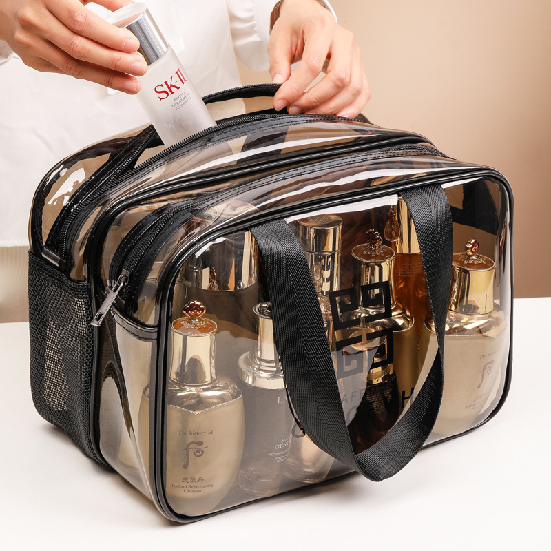 PVC double-layer dry-wet separation swimming bag, thickened transparent waterproof fitness bag, 2021 new style toiletries and makeup bag full figure