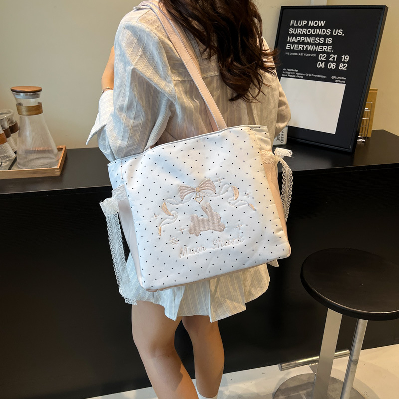 Korean polka dot crossbody bag, cute animal cartoon single-shoulder bag, fashionable and versatile, trendy bucket bag, casual backpack Specification drawing
