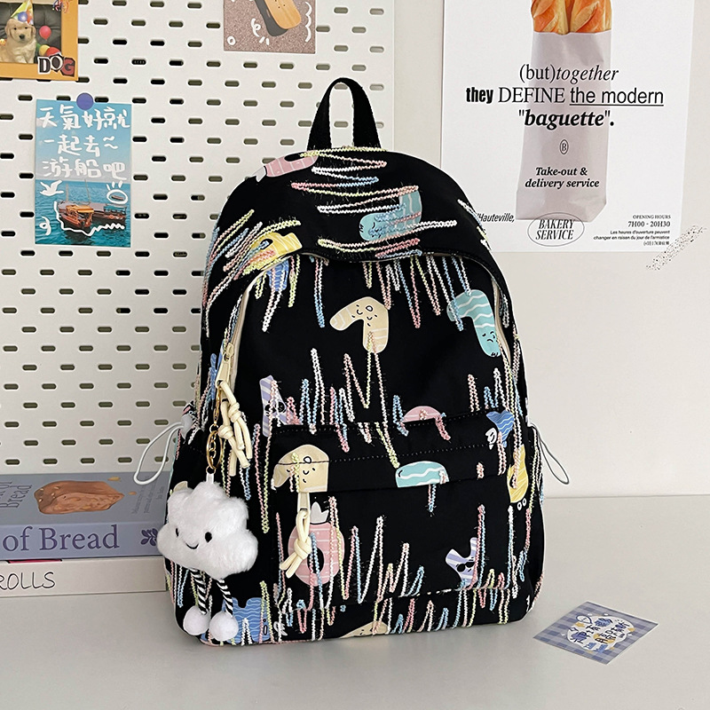 This is a high-appearance-level, large-capacity, ins style backpack for junior high school, senior high school and college students. It's a simple and cute campus backpack Application Scenario