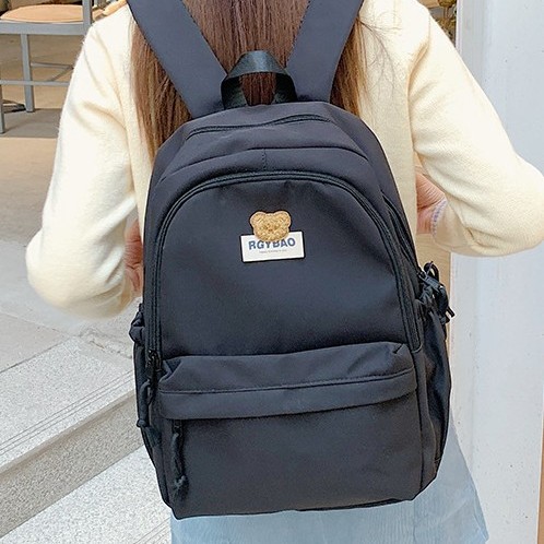 Junior high school student backpack: Korean Instagram cream yellow forest style, versatile, high appearance level girl backpack, high school student backpack Specification drawing