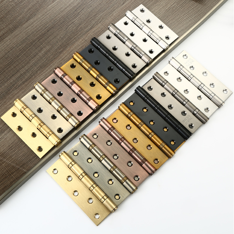304 stainless steel swing hinge wooden door, bedroom room, household black hinge door, 4-inch and 5-inch slotted folding Specification drawing