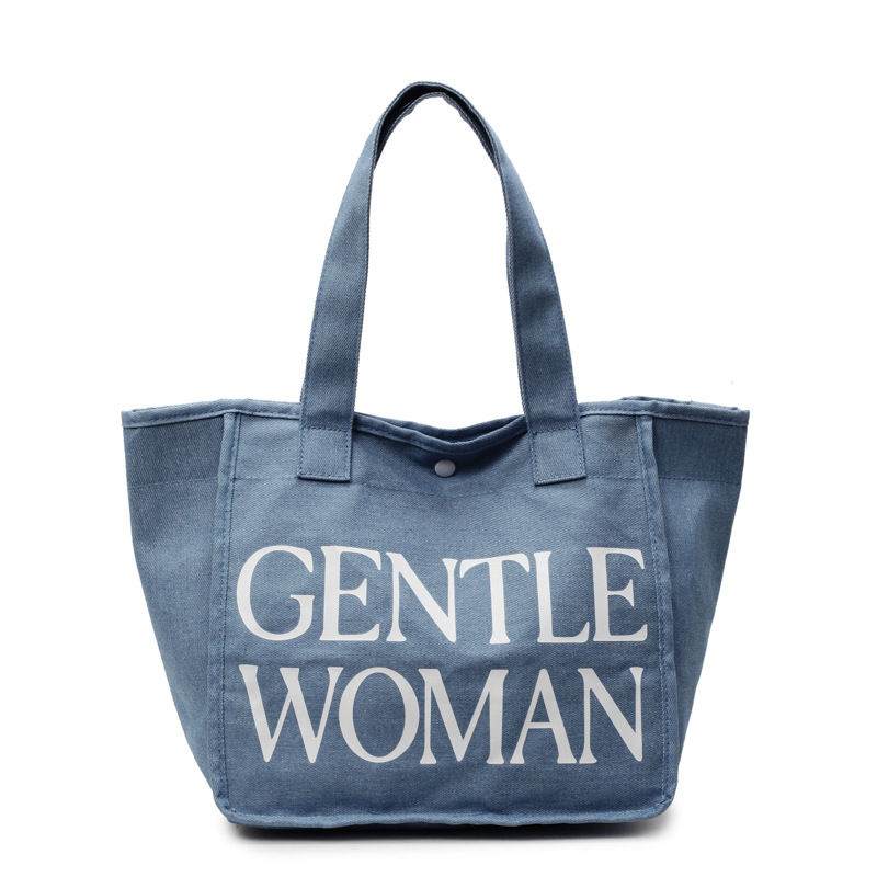 New letter tote bag canvas large capacity single-shoulder bag Student commuter bag 2025 early spring Mommy handbag for women Item Picture