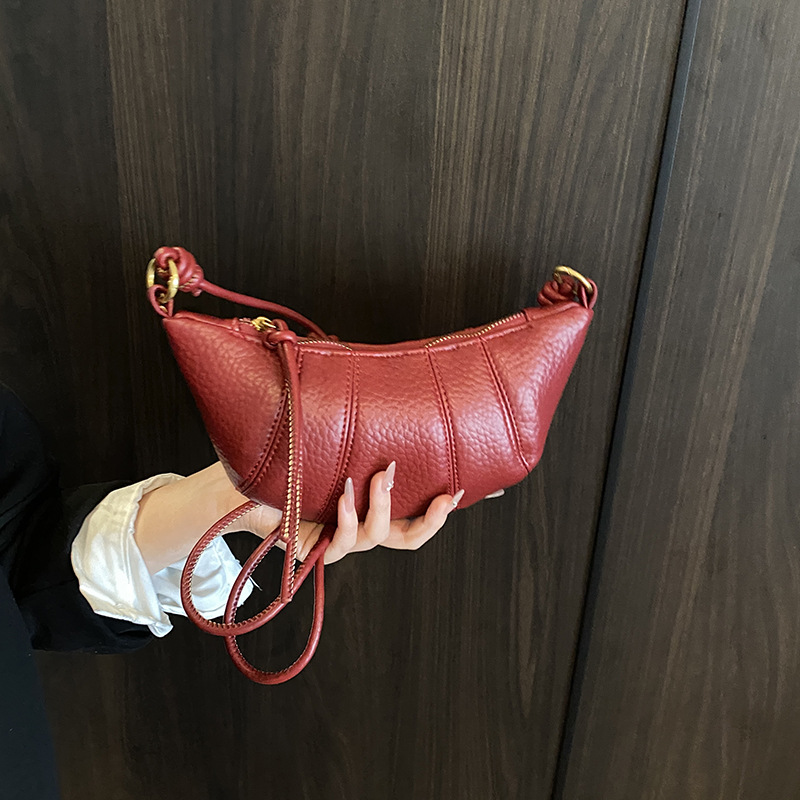 French niche horn bag 2025 new style underarm bag, trendy and fashionable dumpling bag, versatile and simple single-shoulder crossbody bag Specification drawing