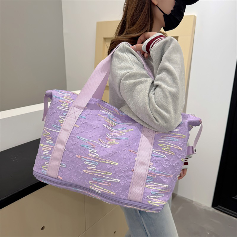New cross-border travel bag, fashionable embroidered thread portable maternity bag, expandable dry and wet separation outdoor sports yoga bag Specification drawing