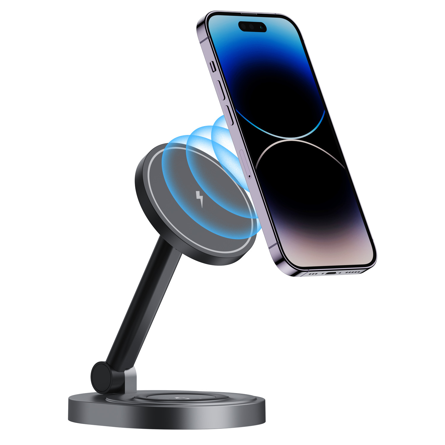 W14 Magnetic Wireless Charger, a three-in-one adjustable and foldable wireless charger, is suitable for iphones, watches and headphones Specification drawing