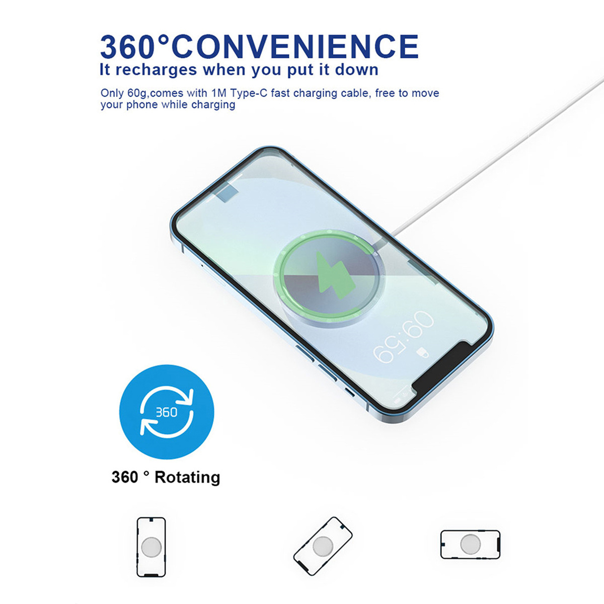 The new private model one-to-two PD magnetic wireless charger is compatible with Apple's 12/13/14 fast charging 15W wireless charger Item Picture