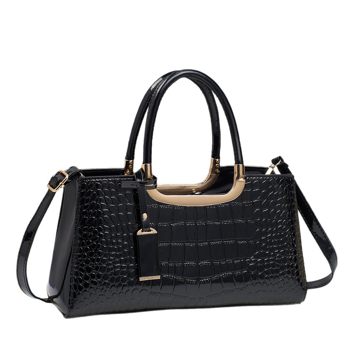 Stylish commuting handbag, shiny leather single-shoulder crossbody bag, 2025 new style fashionable patent leather large-capacity Boston bag Item Picture
