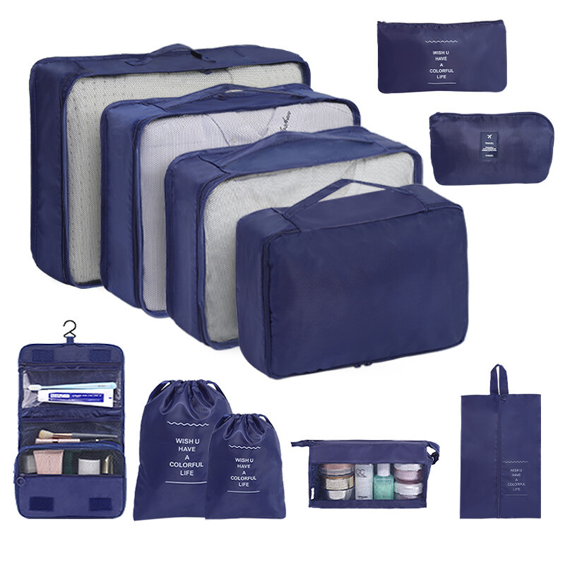 Twill waterproof travel storage bag seven-piece set, high-quality luggage storage bag set, business trip sorting bag, cross-border full figure