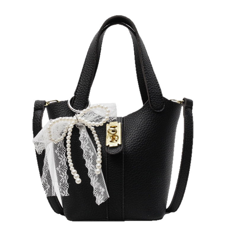 Cross-border lychee pattern fashionable and high-end hand-held bucket bag 2025 new style stylish, simple and versatile single-shoulder crossbody bag Item Picture