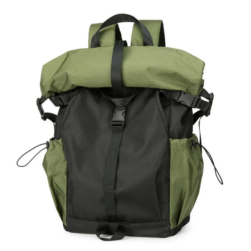 Cross-border men's backpack with a rolled-up top, functional travel sports backpack, foldable and rolleable casual schoolbag, and college student computer bag Item Picture