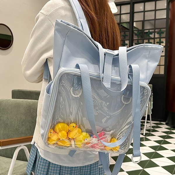 2025 Schoolbag, Korean version Harajuku transparent bag, pvc pain bag, backpack, girls' backpack, crossbody bag, shoulder bag, make-up class full figure