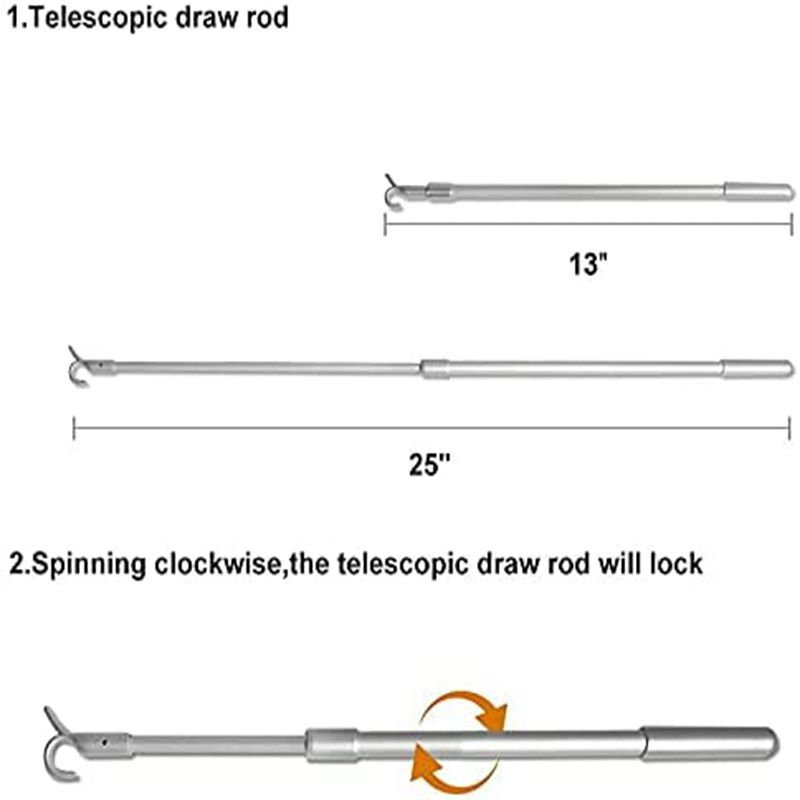 Curtain accessories: 60CM aluminum alloy gray curtain telescopic rod, adjustable length pull rod Application Scenario