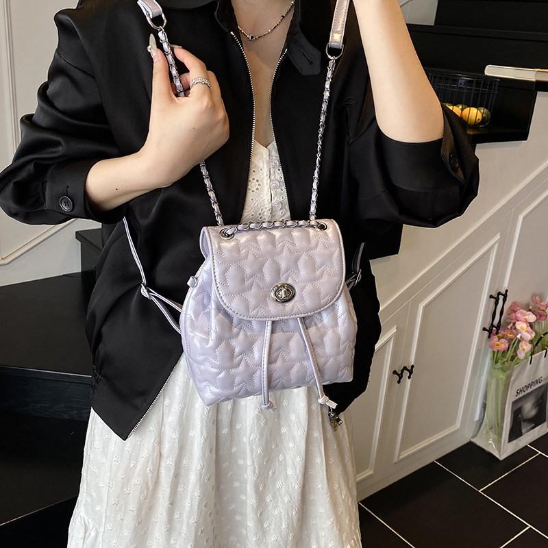 The 2025 new Korean-style chanel-embroidered small backpack is a high-end, fashionable, casual and versatile chain backpack for commuting details Picture